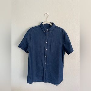 Saturdays New York City, blue short sleeve button Down, Size L